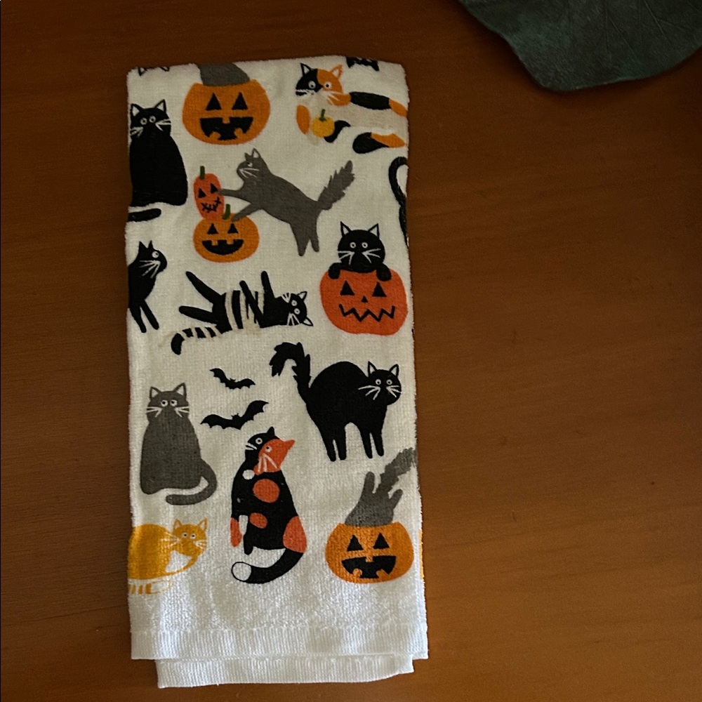 Halloween Cat Print Kitchen Towel